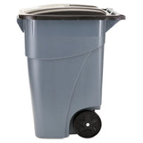 Brute Rollout Container, Square, Plastic, 50 Gal, Gray