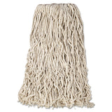 Premium Cut-end Cotton Wet Mop Head, 24oz, White, 1" Orange Band, 12-carton
