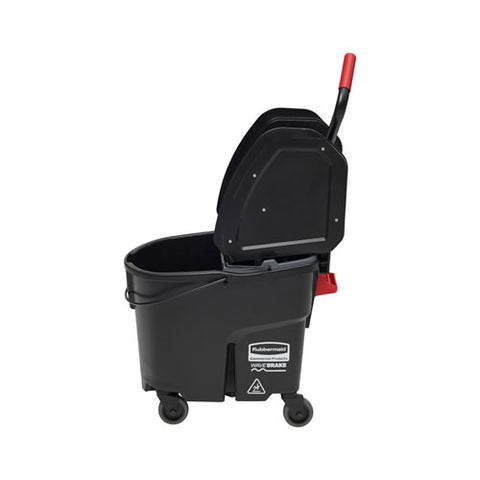Wavebrake 2.0 Bucket-wringer Combos, Down-press, 35 Qt, Plastic, Black