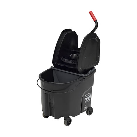 Wavebrake 2.0 Bucket-wringer Combos, Down-press, 35 Qt, Plastic, Black