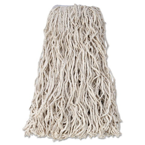 Economy Cut-end Cotton Wet Mop Head, 24oz, 1" Band, White, 12-carton