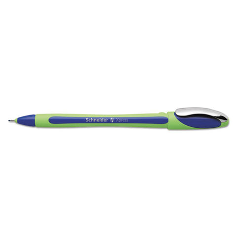 Xpress Fineliner Stick Pen, 0.8 Mm, Blue Ink, Blue-green Barrel, 10-box