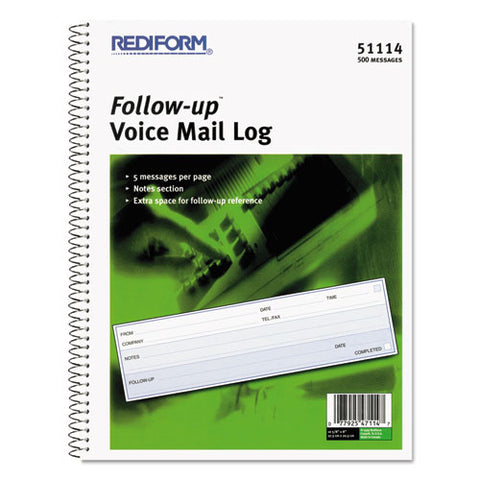 Voice Mail Wirebound Log Books, 8 X 10 5-8, 500 Sets-book