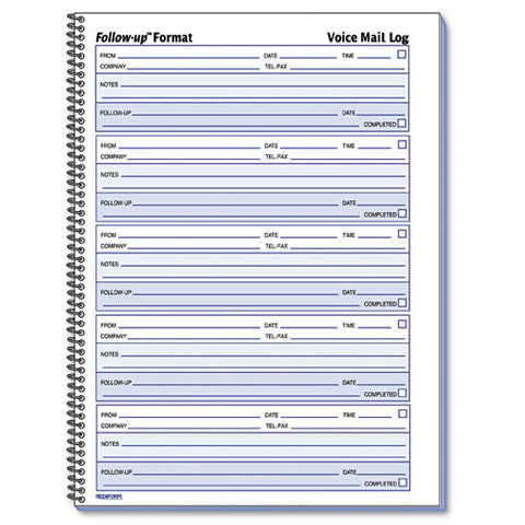 Voice Mail Wirebound Log Books, 8 X 10 5-8, 500 Sets-book