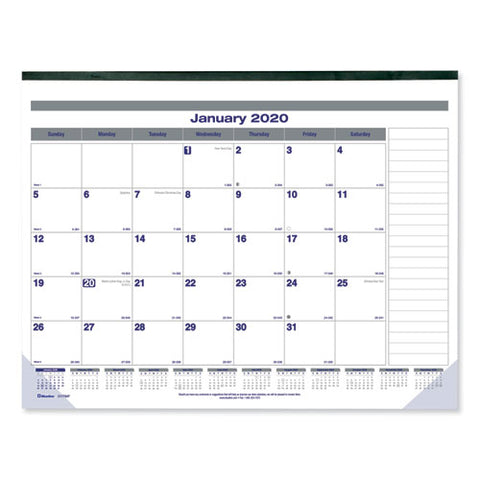 Net Zero Carbon Monthly Desk Pad Calendar, 22 X 17, Black Band And Corners, 2021