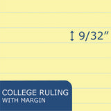 Wide Landscape Format Writing Pad, Medium-college Rule, 11 X 9.5, Canary, 40 Sheets