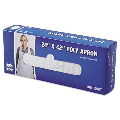 Poly Apron, White, 24 In. W X 42 In. L, One Size Fits All, 1000-carton