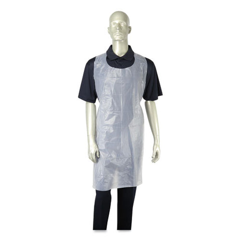 Poly Apron, White, 28 In. X 46 In., 100-pack, One Size Fits All, 10 Pack-carton