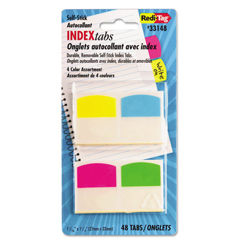 Write-on Index Tabs, 1-5-cut Tabs, Assorted Colors, 1.06" Wide, 48-pack