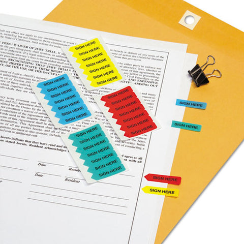 Mini Arrow Page Flags, "sign Here", Blue-mint-red-yellow, 126 Flags-pack