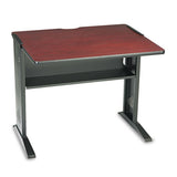Computer Desk With Reversible Top, 35.5" X 28" X 30", Mahogany-medium Oak-black
