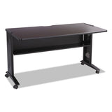 Mobile Computer Desk With Reversible Top, 53.5" X 28" X 30", Mahogany-medium Oak-black
