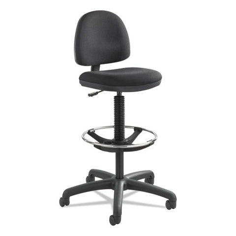 Precision Extended-height Swivel Stool With Adjustable Footring, 33" Seat Height, Up To 250 Lbs., Black Seat-back, Black Base
