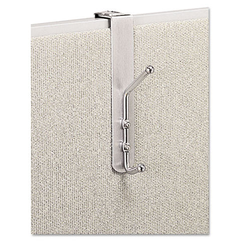 Over-the-panel Double-garment Hook, Satin Aluminum-chrome