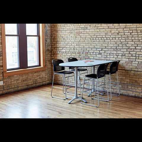 Vy Sled Base Bistro Chair, Black Seat-black Back, Silver Base