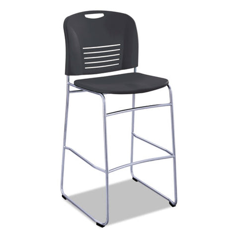 Vy Sled Base Bistro Chair, Black Seat-black Back, Silver Base