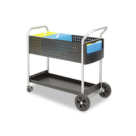 Scoot Mail Cart, One-shelf, 22.5w X 39.5d X 40.75h, Black-silver