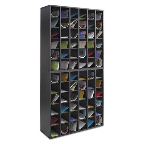 Wood Mail Sorter With Adjustable Dividers, Stackable, 36 Compartments, Black