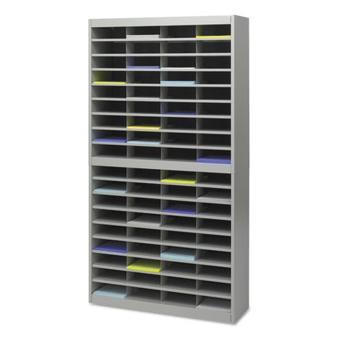 Steel-fiberboard E-z Stor Sorter, 72 Sections, 37 1-2 X 12 3-4 X 71, Gray