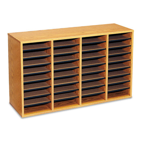 Wood-laminate Literature Sorter, 36 Sections, 39 1-4 X 11 3-4 X 24, Medium Oak