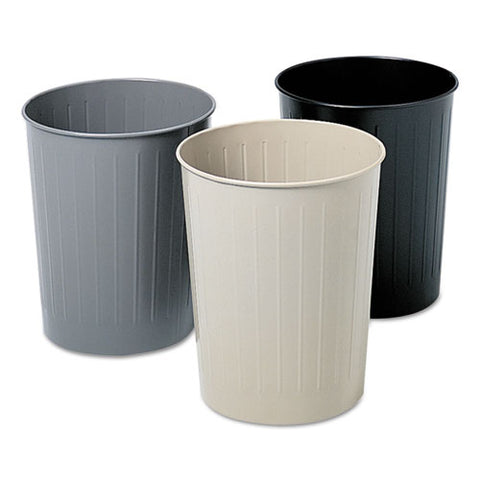 Round Wastebasket, Steel, 23.5 Qt, Black