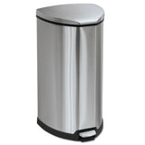 Step-on Waste Receptacle, Triangular, Stainless Steel, 10 Gal, Chrome-black