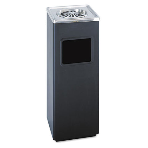 Ash 'n Trash Sandless Urn, Square, Stainless Steel, 3 Gal, Black-chrome