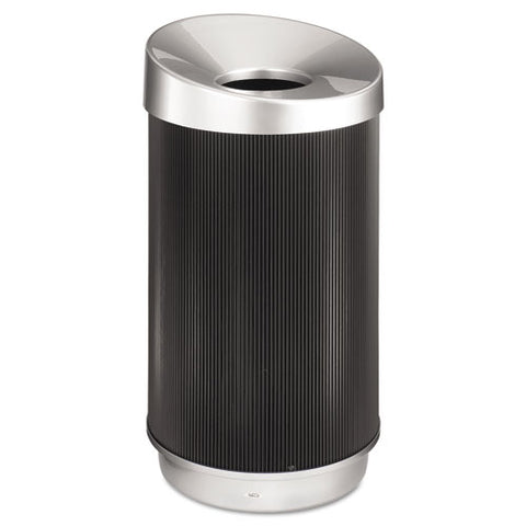 At-your-disposal Vertex Receptacle, Round, Polyethylene, 38 Gal, Black-chrome