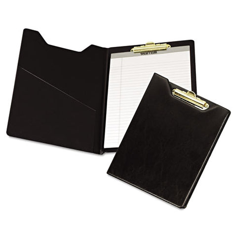 Value Padfolio, Heavyweight Sealed Vinyl, Brass Clip, Inside Front Pocket, Black