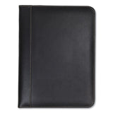 Contrast Stitch Leather Padfolio, 8 1-2 X 11, Leather, Black