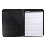 Contrast Stitch Leather Padfolio, 8 1-2 X 11, Leather, Black