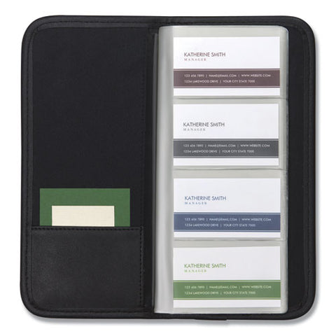 Professional Vinyl Business Card File, 160 Card Cap, 2 X 3 1-2 Cards, Black