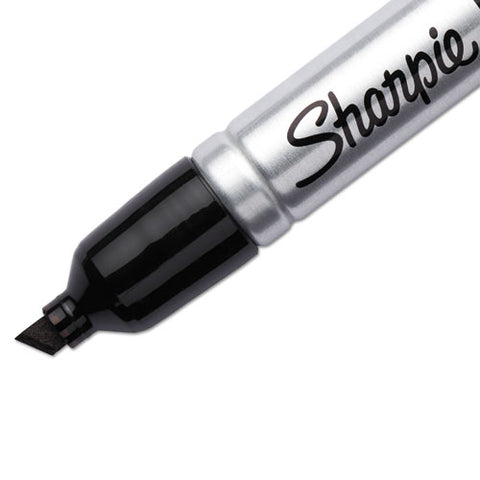 King Size Permanent Marker, Broad Chisel Tip, Black, 4-pack