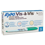 Vis-à-vis Wet Erase Marker, Fine Bullet Tip, Green, Dozen