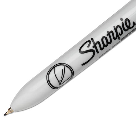 Retractable Permanent Marker, Extra-fine Needle Tip, Black