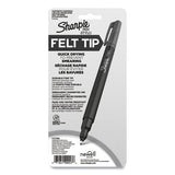 Water-resistant Ink Stick Plastic Point Pen, 0.4 Mm, Black Ink, Black-gray Barrel, 4-pack