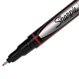 Water-resistant Ink Stick Plastic Point Pen, 0.4 Mm, Red Ink, Black-gray-red Barrel, Dozen