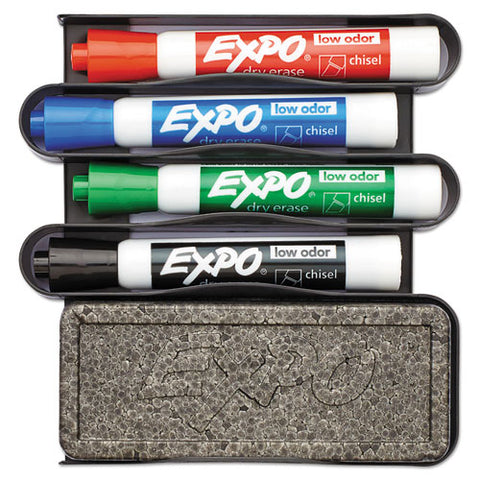 Whiteboard Caddy Set, Broad Chisel Tip, Assorted Colors, 4-set