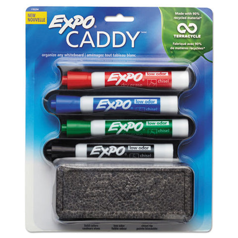 Whiteboard Caddy Set, Broad Chisel Tip, Assorted Colors, 4-set