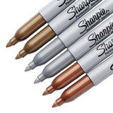 Metallic Fine Point Permanent Markers, Bullet Tip, Gold-silver-bronze, 6-pack