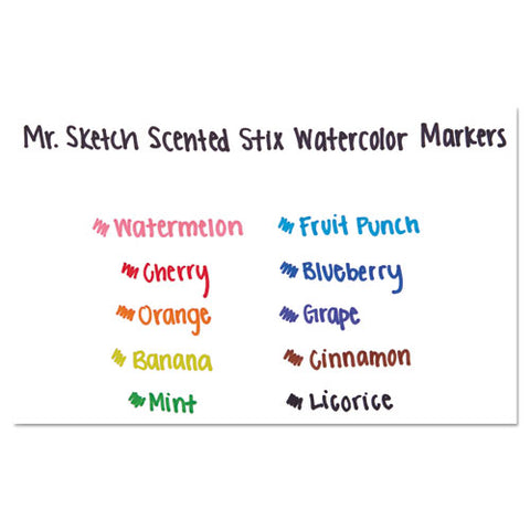 Scented Stix Watercolor Marker Set, Fine Bullet Tip, Assorted Colors, 10-set