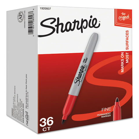 Fine Tip Permanent Marker, Red, 36-pack