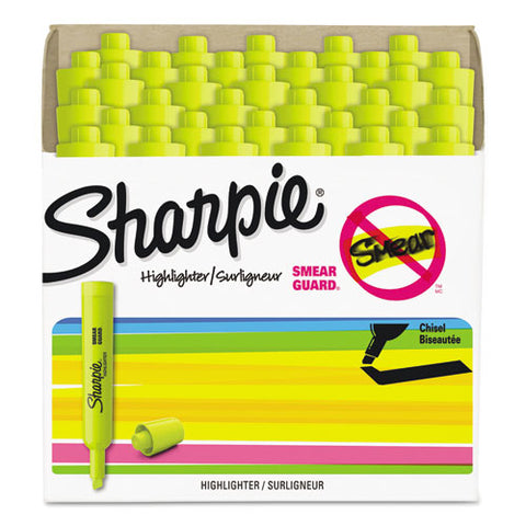 Tank Style Highlighters, Chisel Tip, Fluorescent Yellow, 36-box
