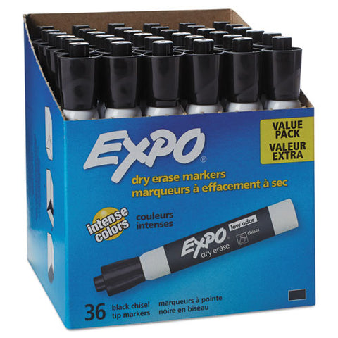 Low-odor Dry-erase Marker, Broad Chisel Tip, Black, 36-box