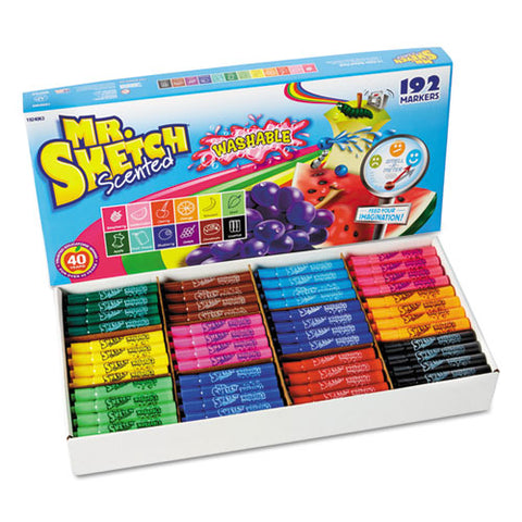Washable Markers, Broad Chisel Tip, Assorted Colors, 192-set
