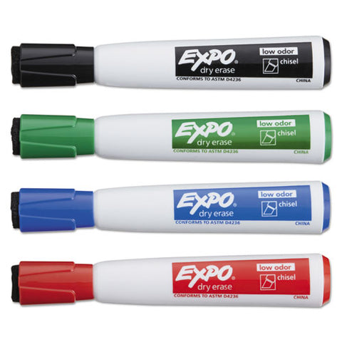 Magnetic Dry Erase Marker, Broad Chisel Tip, Assorted Colors, 4-pack