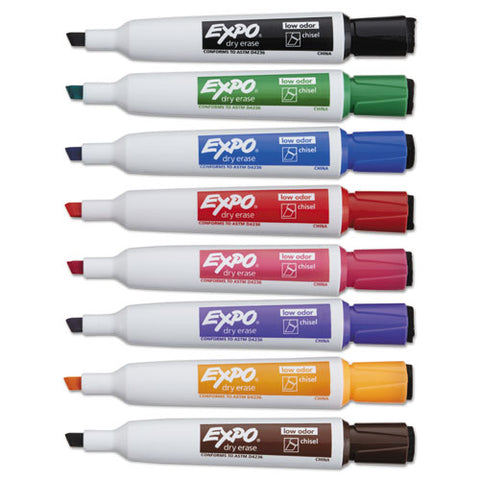 Magnetic Dry Erase Marker, Broad Chisel Tip, Assorted Colors, 8-pack