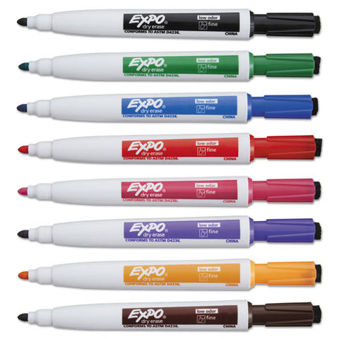 Magnetic Dry Erase Marker, Fine Bullet Tip, Assorted Colors, 8-pack