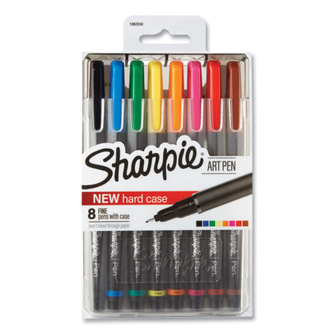 Art Pen With Hard Case Stick Porous Point Pen, 0.4 Mm, Assorted Ink-barrel, 8-set