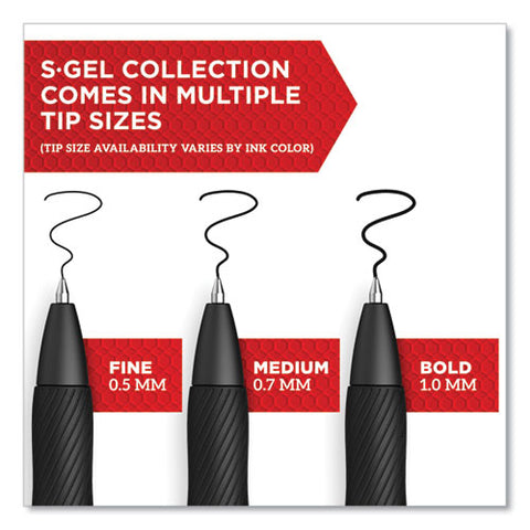 S-gel Retractable Gel Pen, Fine 0.5 Mm, Red Ink, Black Barrel, Dozen